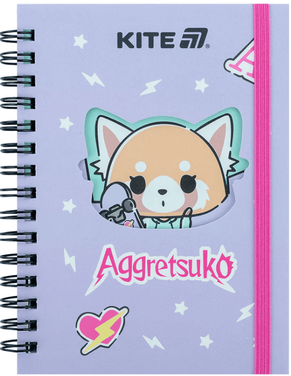 Блокнот пруж. А6 80арк. кліт. вирубка "Aggretsuko" №AR25-229/Kite — купити | Канцелярський Сад