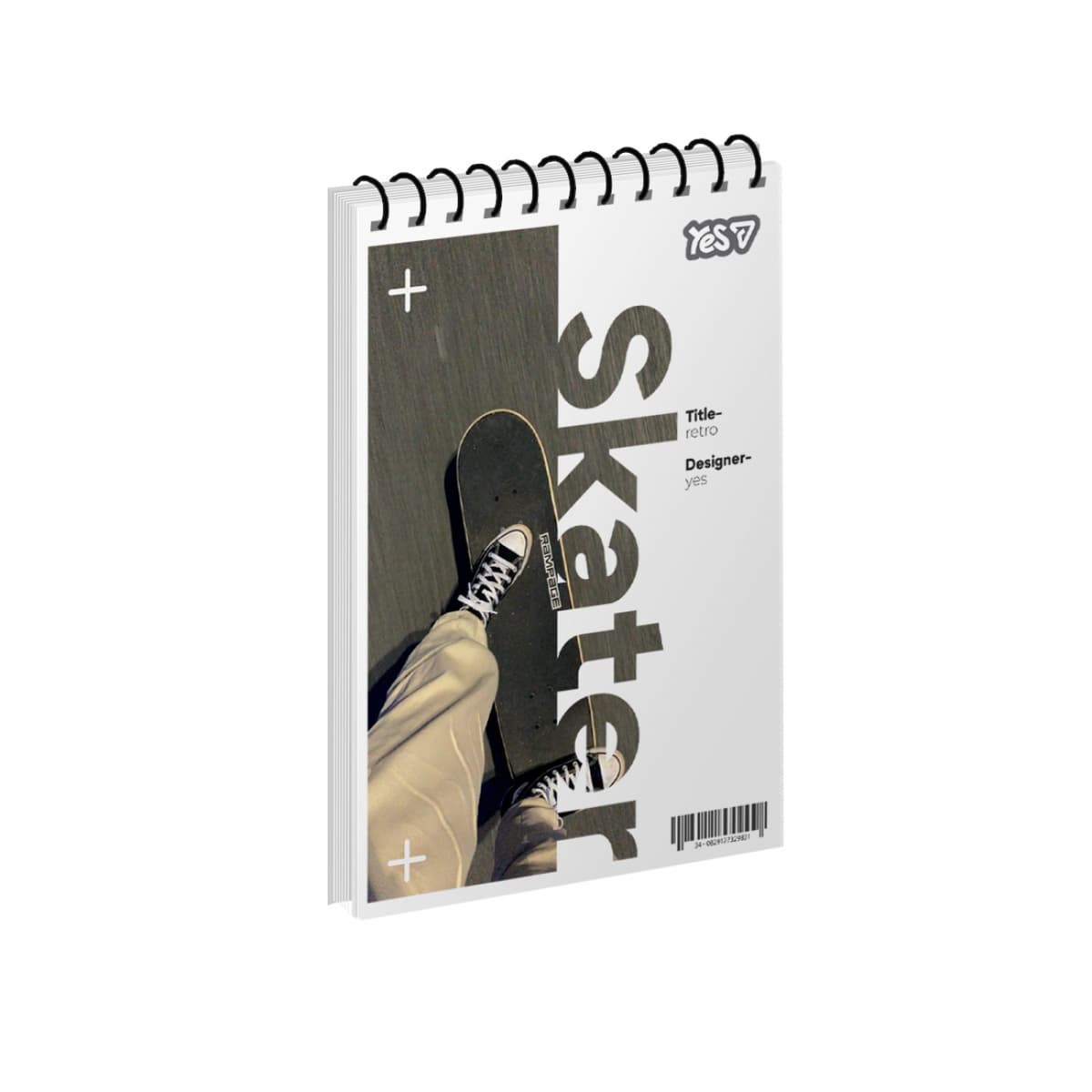 Блокнот пруж. верх. А6 80арк. кліт. карт. Skater №152302/Yes — купити | Канцелярський Сад