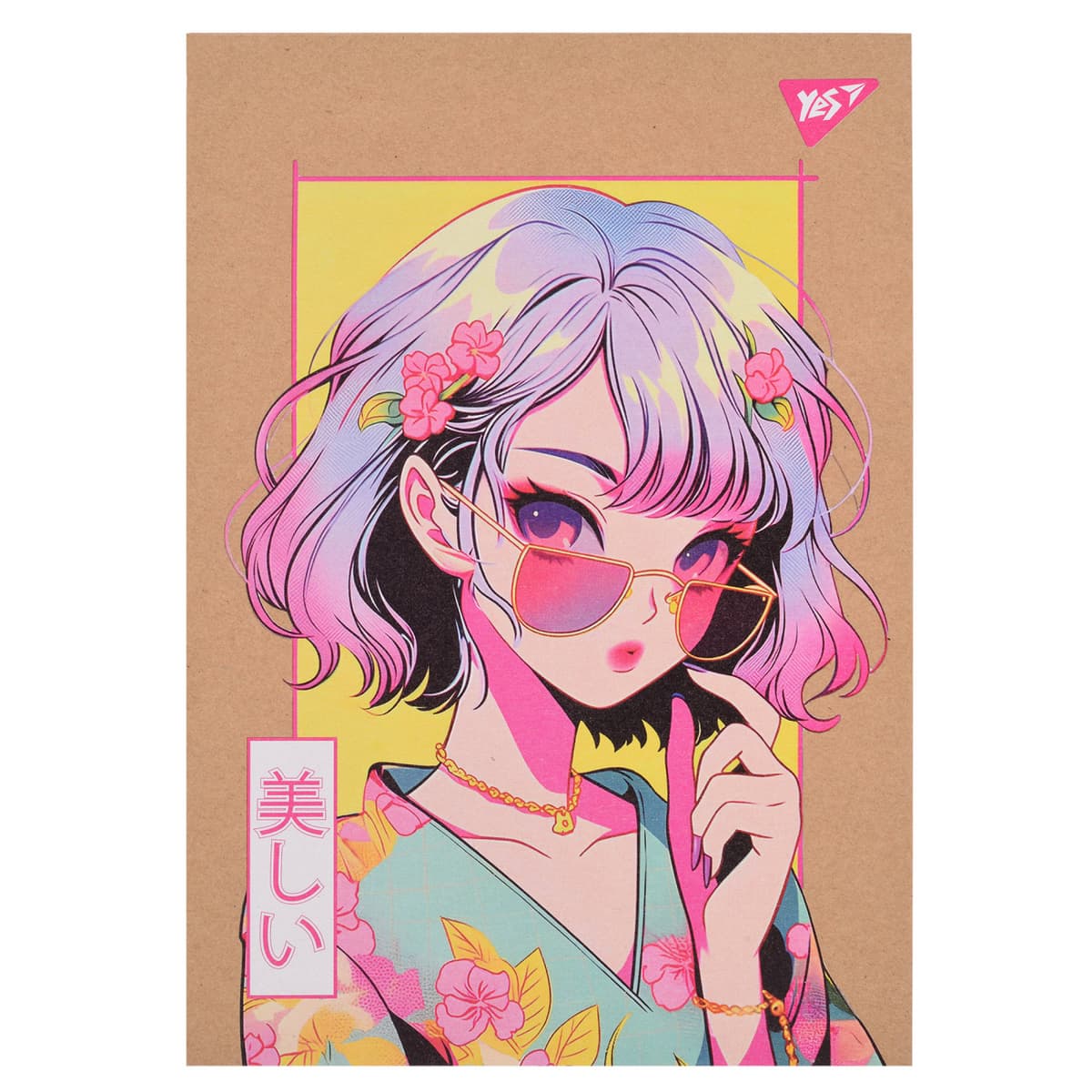 Блокнот А5 80арк. кліт. білила,крафт Anime girl №151994/Yes — фото товару | Канцелярський Сад