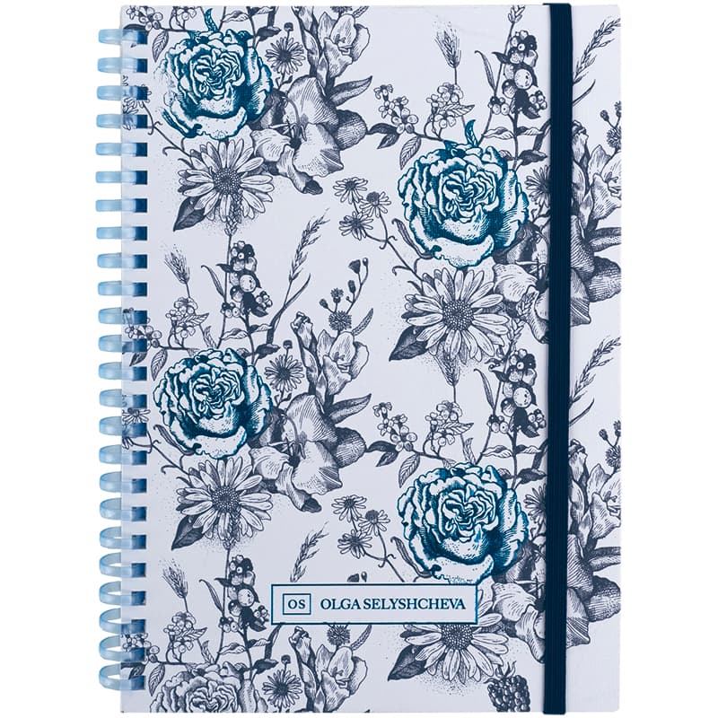Блокнот пруж. А5 80арк. кліт. карт. обкл. "Blue garden" №8471-4-A-OS/Axent — купити | Канцелярський Сад