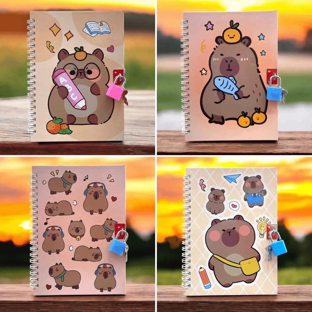 Блокнот пруж. бок. В6 48арк. кліт. із замком асорті "Kids line. Capybara" №ZB.700004/Zibi — купити | Канцелярський Сад