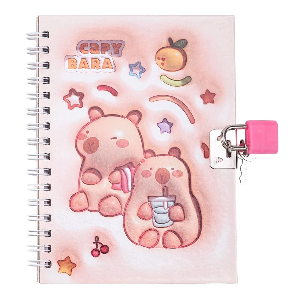 Блокнот пруж. бок. А6 48арк. кліт. із замком асорті"Kids line. Capybara2" №ZB.700005/Zibi — купити | Канцелярський Сад