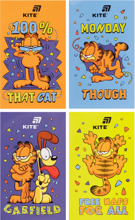 Блокнот А6 50арк. б/лін. тв. обкл. Garfield №GF26-195/Kite — купити | Канцелярський Сад