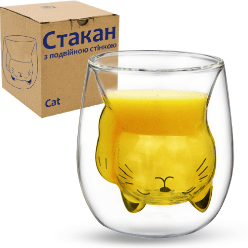 Стакан скло "Cat" 190мл з подвійною стінкою №202-41/S&T — купити | Канцелярський Сад