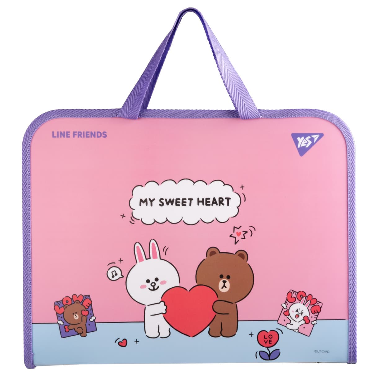 Папка-портфель "Yes" №492239 А4 "Line Friends. Choco and Cony" з ручками — купити | Канцелярський Сад