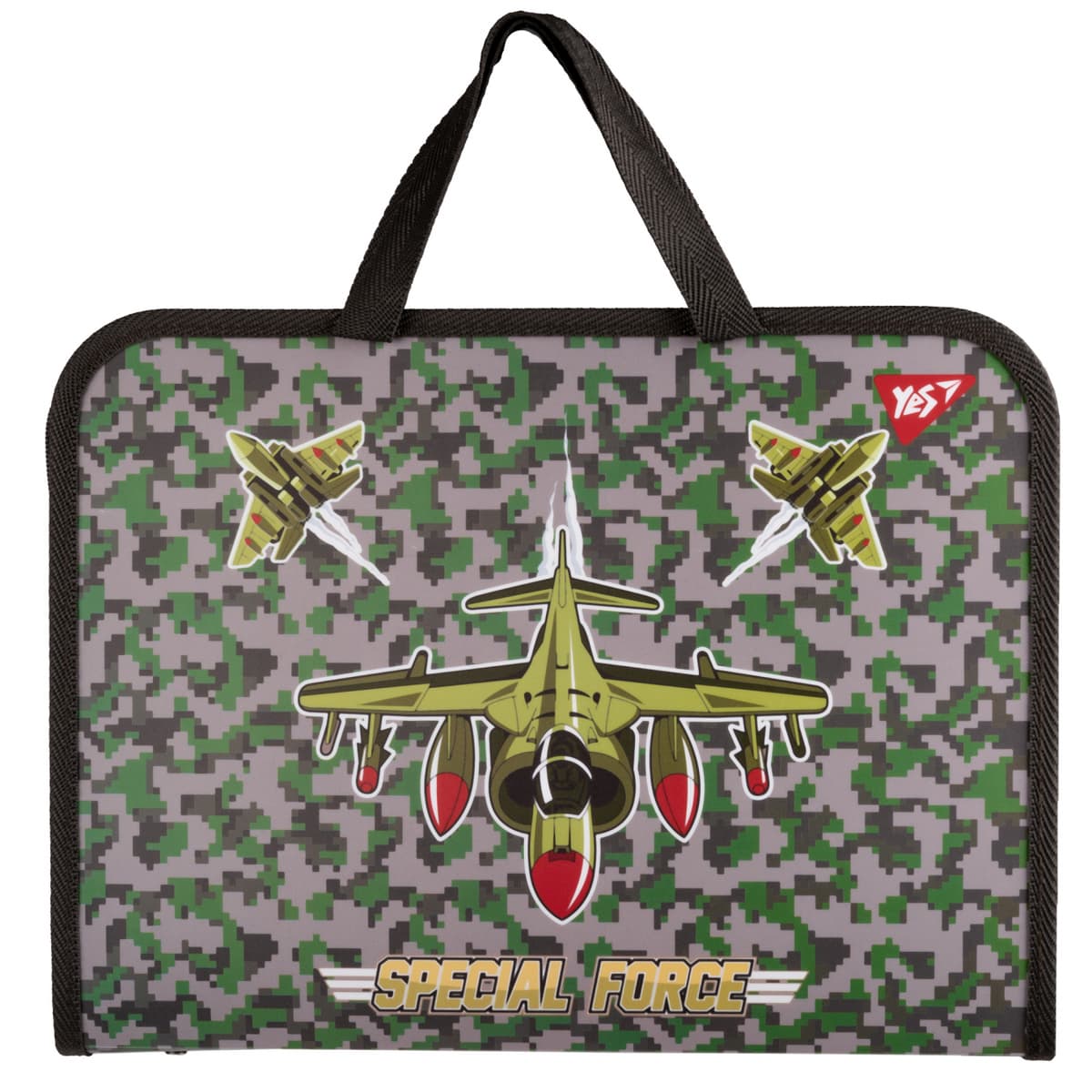 Папка-портфель "Yes" №492243 А4 "Military" з ручками — купити | Канцелярський Сад