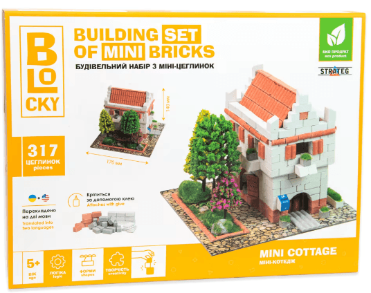Конструктор з міні цеглинок Міні-Котедж,317дет.,в кор-ці №31002/Strateg — фото товару | Канцелярський Сад
