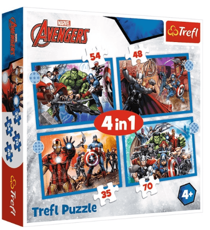 Пазли Trefl 4в1 Хоробрі месники. Marvel №34386 — купити | Канцелярський Сад