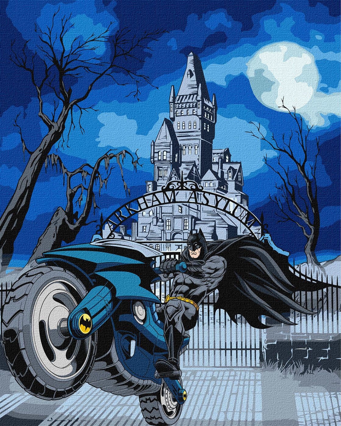 Картини по номерах акрил. "Batman: Batcycle з фарбами металік" 40х50см №KHO8709/Ідейка — купити | Канцелярський Сад