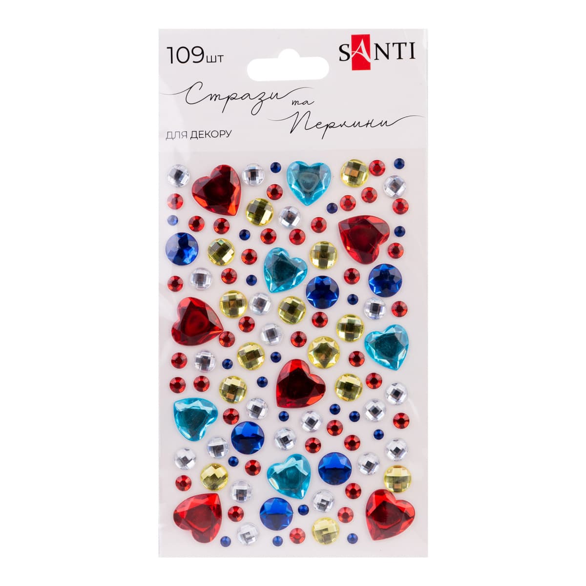Стрази самокл. "Santi" "Heart mix" різнлкольорі 109шт №743009 — купити | Канцелярський Сад