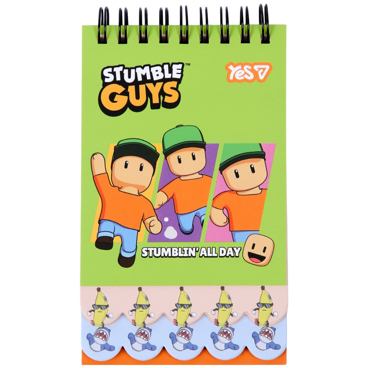 Блокнот пруж. подв. В7 60арк. б/лін."Stumble Guys Green" з 2фігурн. ярусами№152235/Yes/(30 — купити | Канцелярський Сад