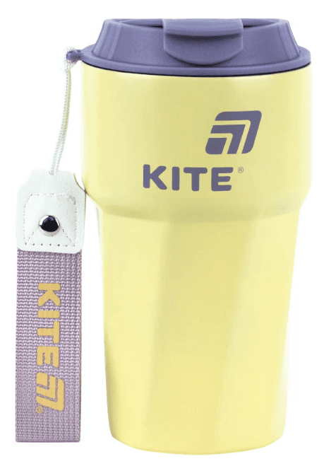Термочашка метал. 0,45л "Kite" жовта №K26-1220-3 — купити | Канцелярський Сад