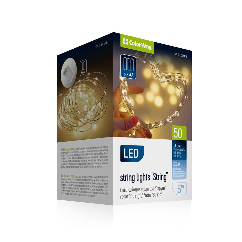 Гірлянда-струна на бат-ці 3AA ColorWay 50LED теплий L-5м №8CW-G-50L5NB — купити | Канцелярський Сад