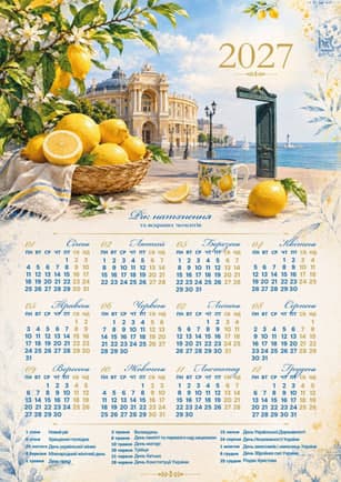 Календар А3 верт "Лимони" 2027 — купити | Канцелярський Сад