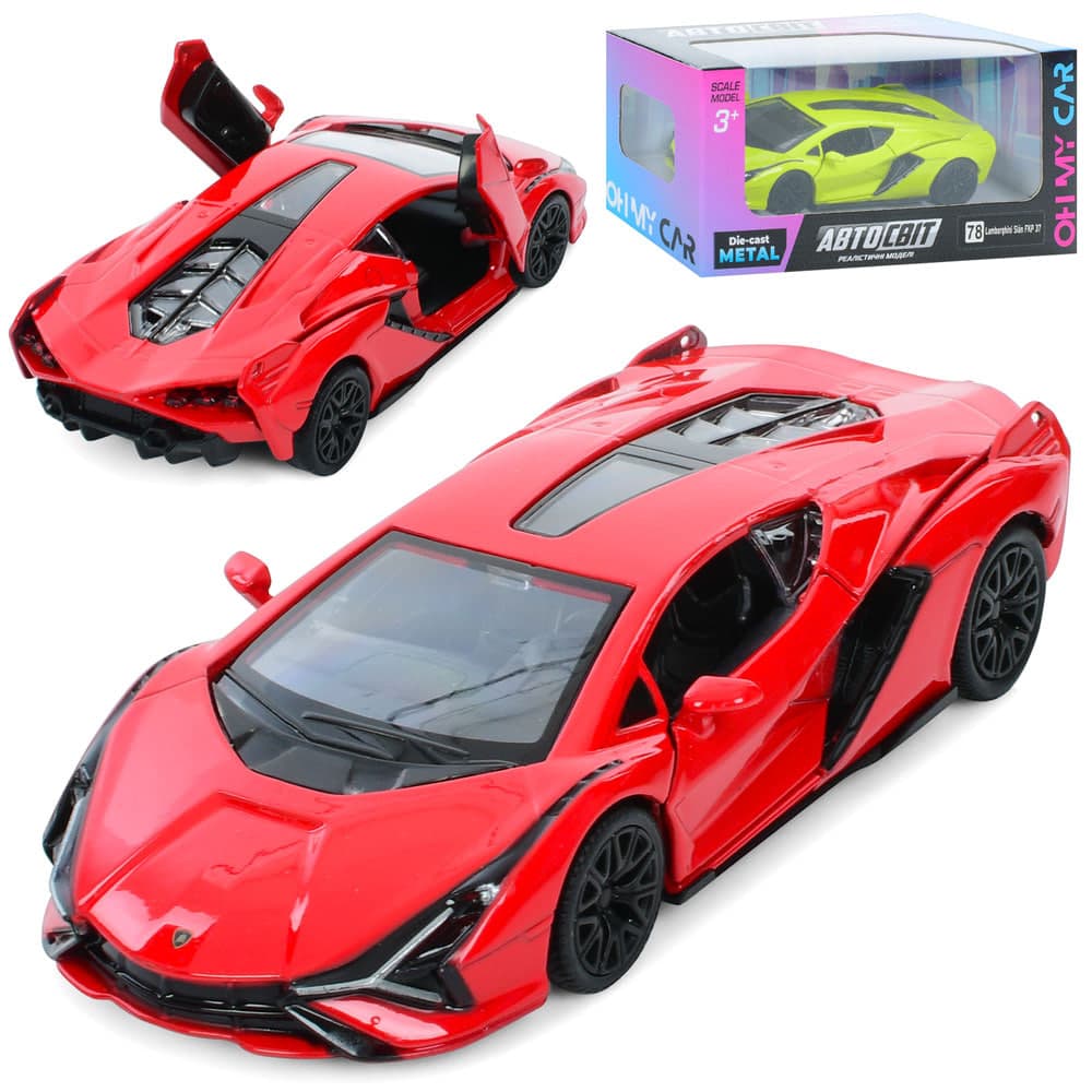 Машина інер-а метал. "Автосвіт" Lamborghini Sian 12см,в кор-ці,15,5х7х7см №AS-3120 — купити | Канцелярський Сад