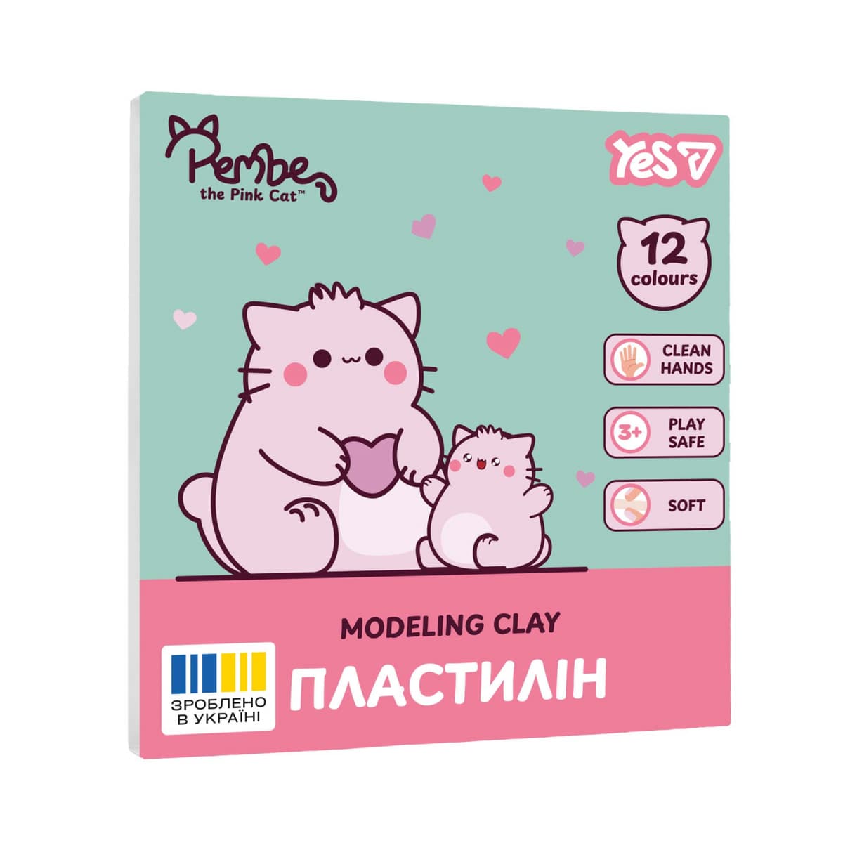 Пластилін "Yes" Pembe the Cat 12 кольор. 240гр №540750 — купити | Канцелярський Сад