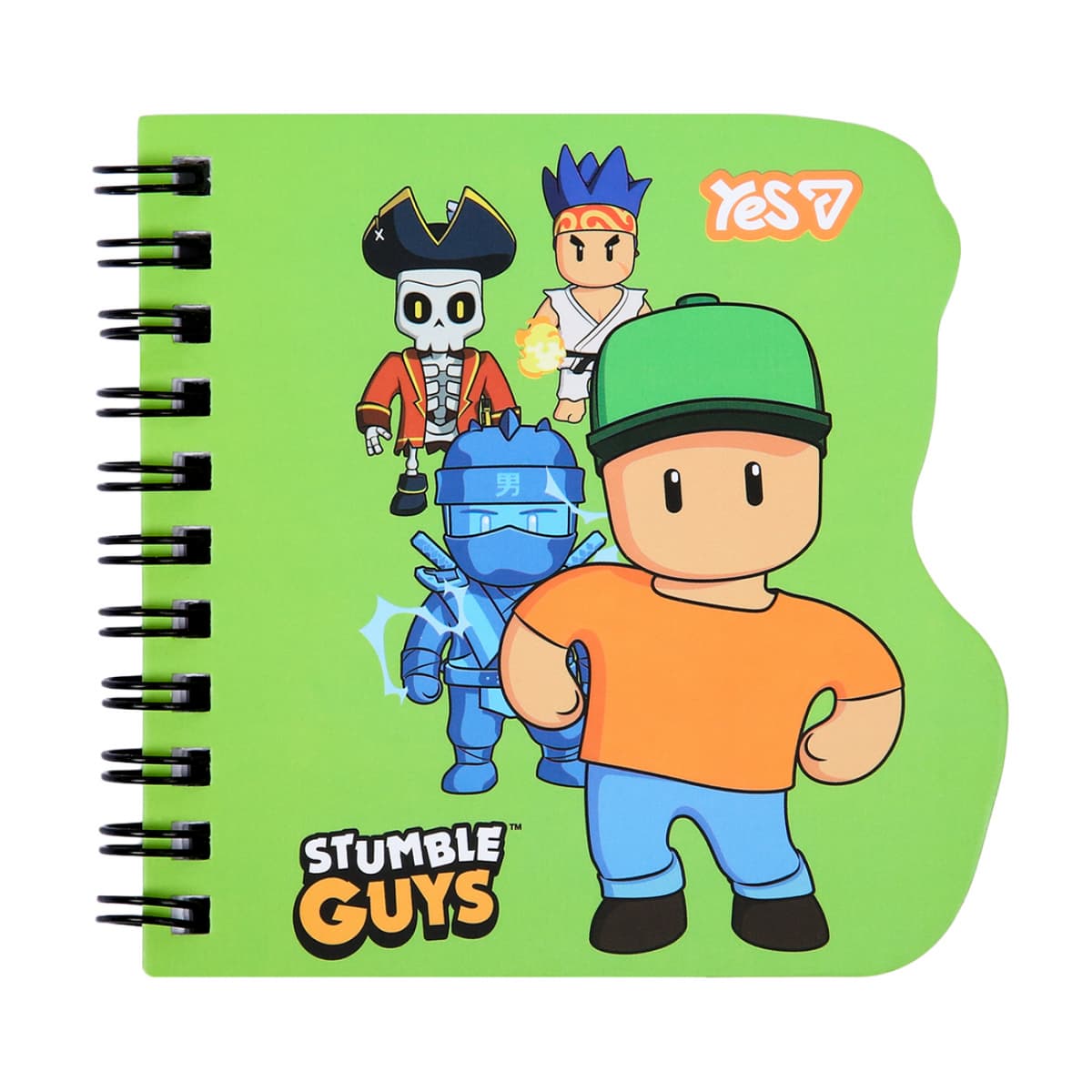 Блокнот пруж. подв. 100х100мм 30арк. кліт. "Stumble Guys Green" фігур №152185/Yes — фото товару | Канцелярський Сад