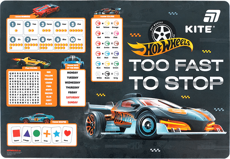 Підкладка для столу "Kite" №HW26-207-1 Hot Wheels (42,5х29cм) PP — купити | Канцелярський Сад