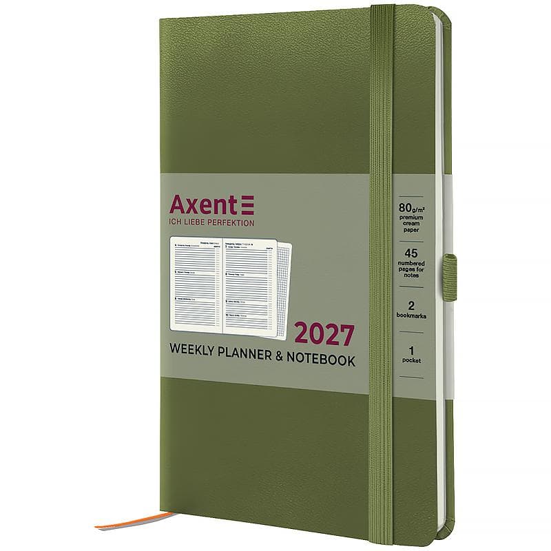 Щотижн. А5 "Axent" дат2027 Partner Strong хакі №8505-27-65-A — купити | Канцелярський Сад