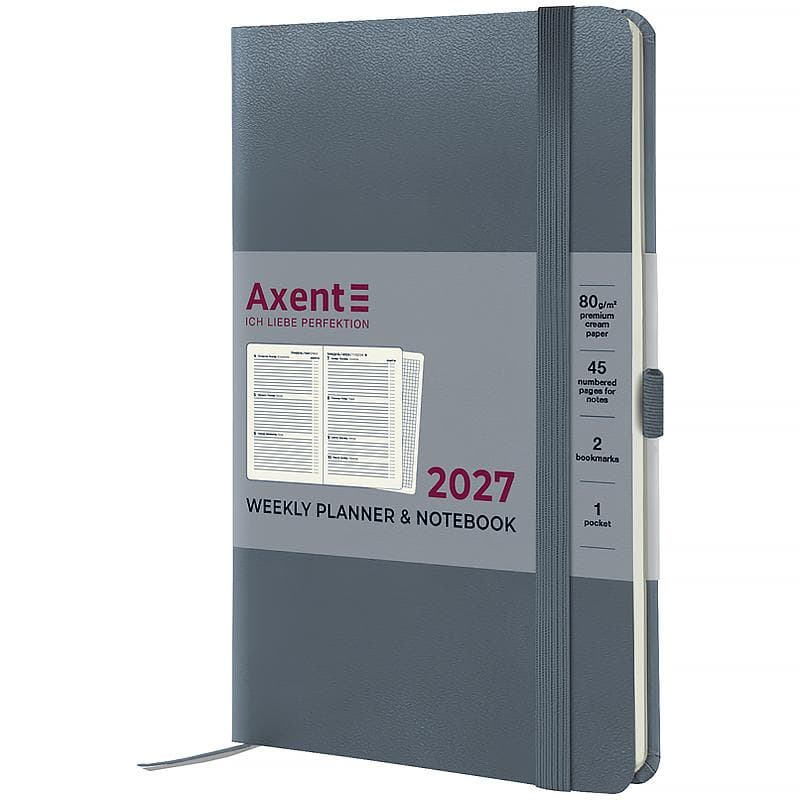 Щотижн. А5 "Axent" дат2027 Partner Strong сірий №8505-27-62-A — купити | Канцелярський Сад