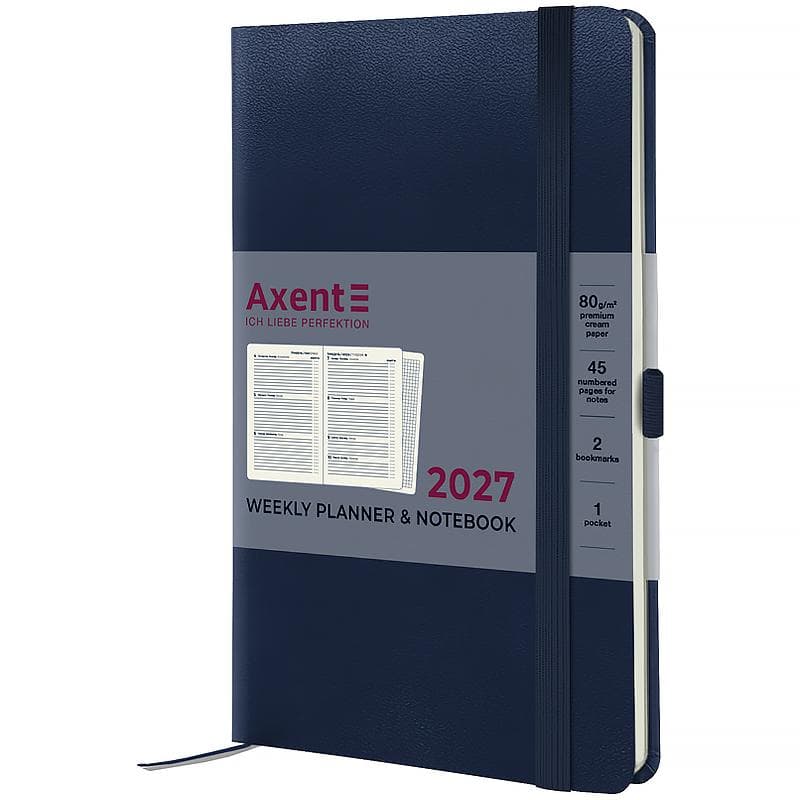 Щотижн. А5 "Axent" дат2027 Partner Strong синій №8505-27-02-A — фото товару | Канцелярський Сад