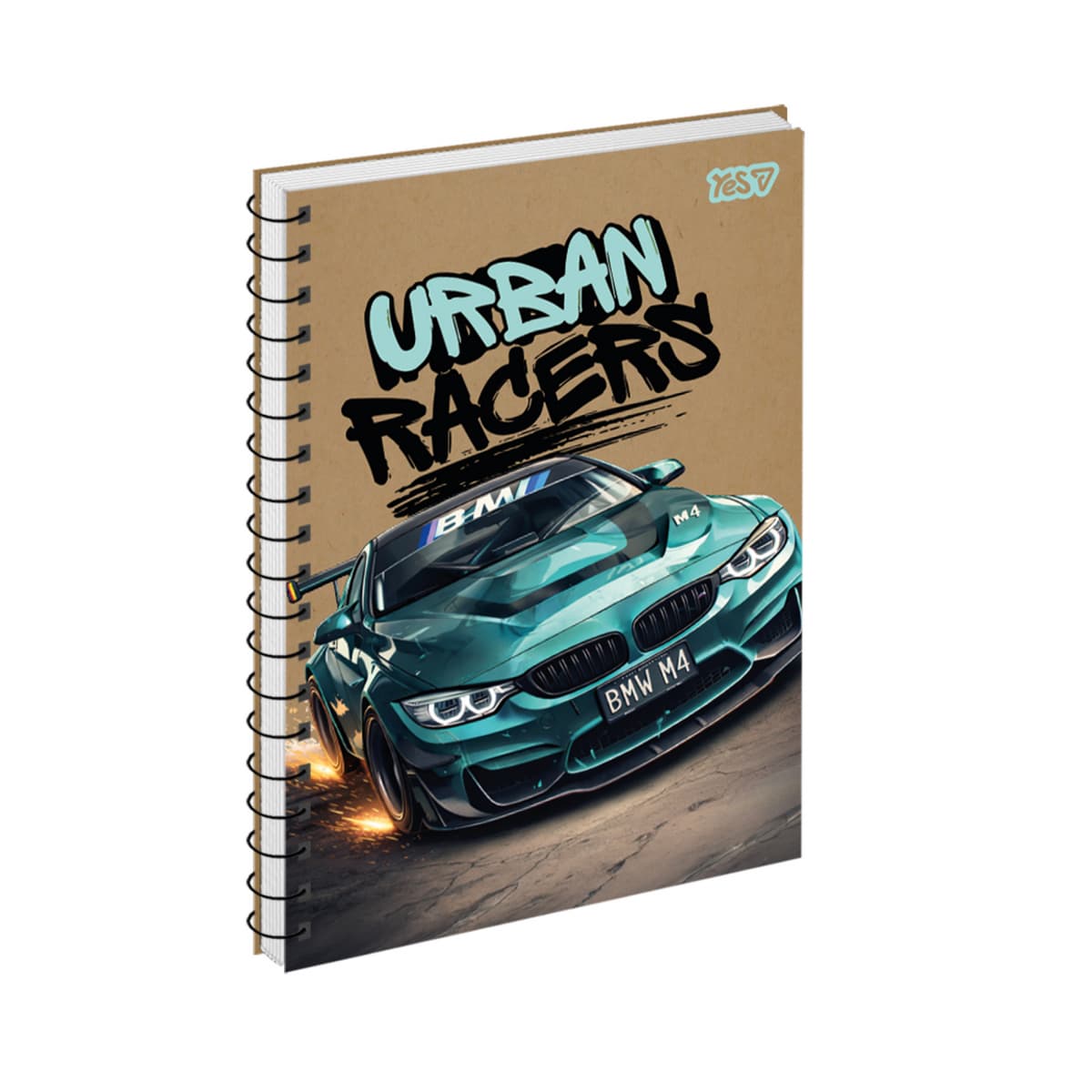 Блокнот пруж. А5 80арк. кліт. крафт Urban blue racers №152789/Yes — купити | Канцелярський Сад
