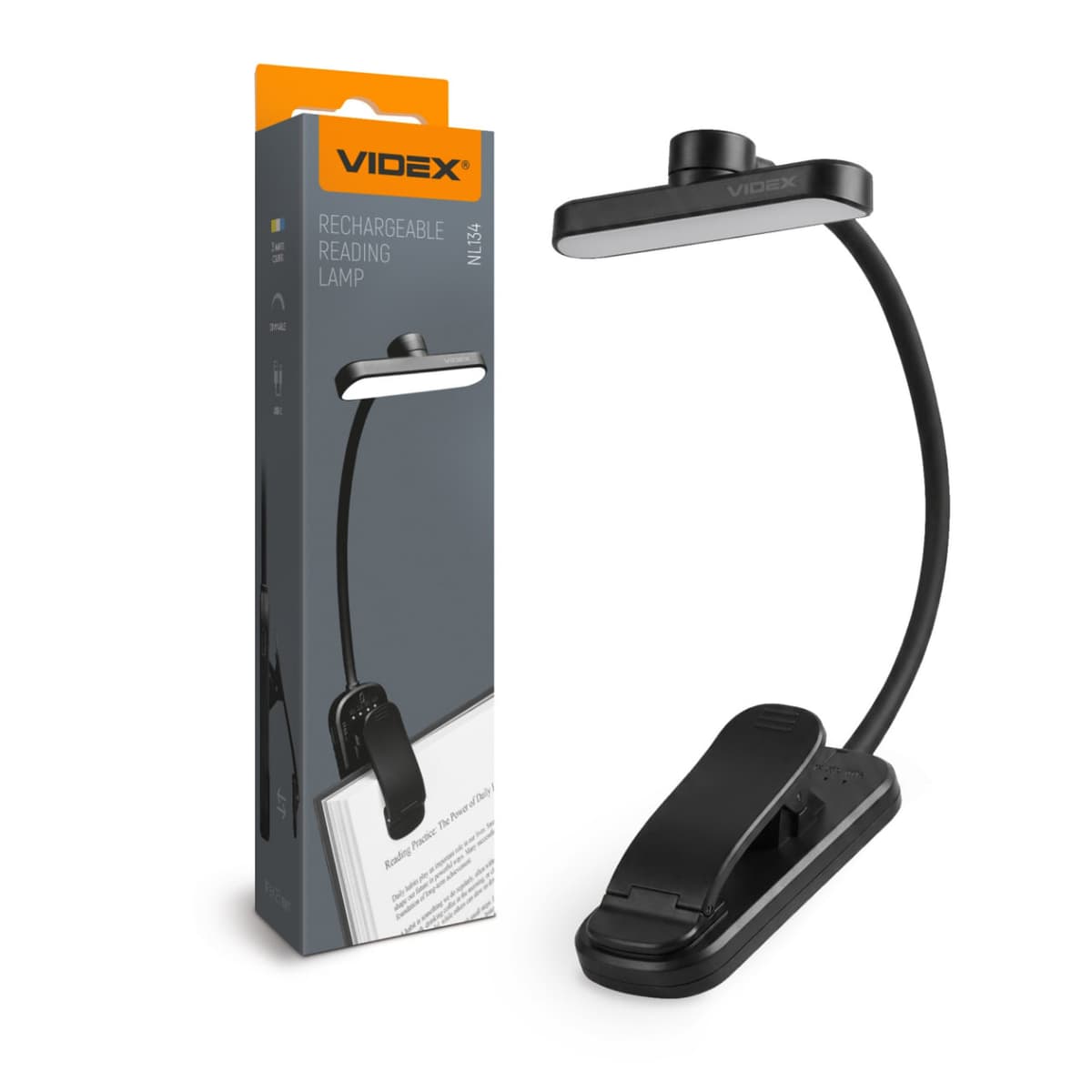 Світильник LED Videx 110+50Lm 3000K-6500K акумуляторний для читання,black №VL-NL134B — купити | Канцелярський Сад
