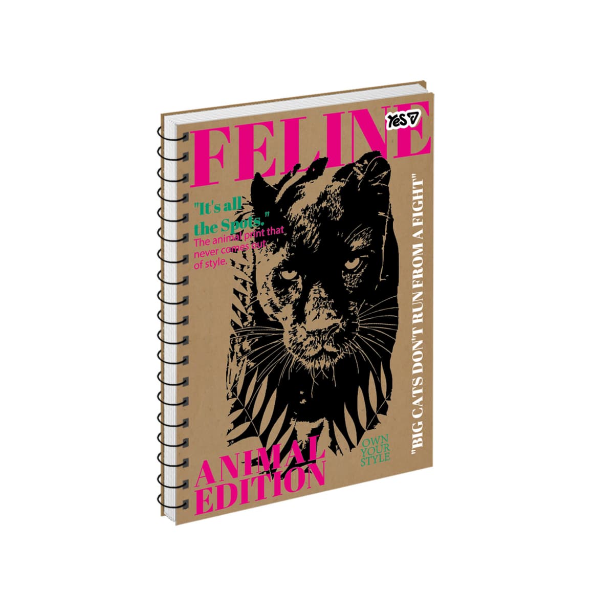 Блокнот пруж. А5 80арк. кліт. крафт Panther look №152784/Yes — купити | Канцелярський Сад