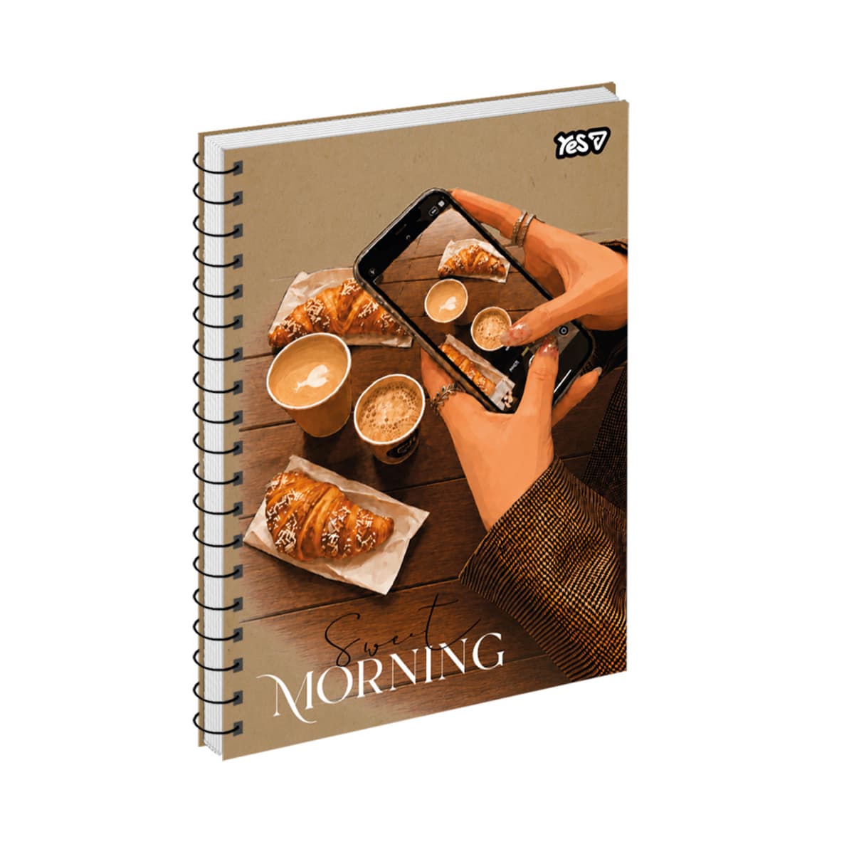 Блокнот пруж. А5 80арк. кліт. крафт Sweet morning №152788/Yes — купити | Канцелярський Сад