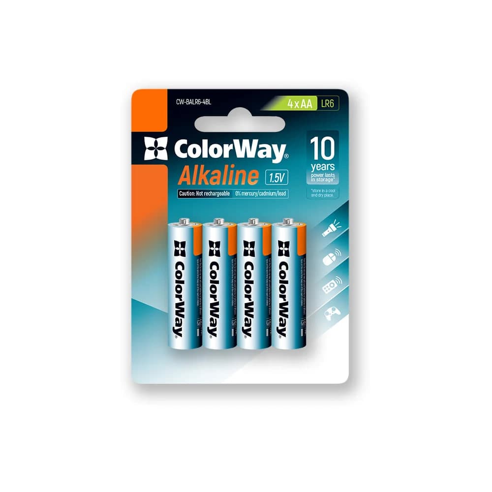 Батарейки ColorWay Alkaline Power LR-06/блістер 4шт — купити | Канцелярський Сад