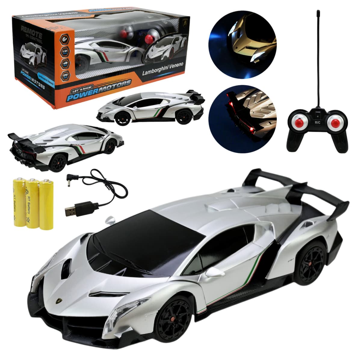Машина RK "Powermotors" Lamborghini Veneno (24) сіра,світло,в кор-ці №PM2410(24) КІ — купити | Канцелярський Сад