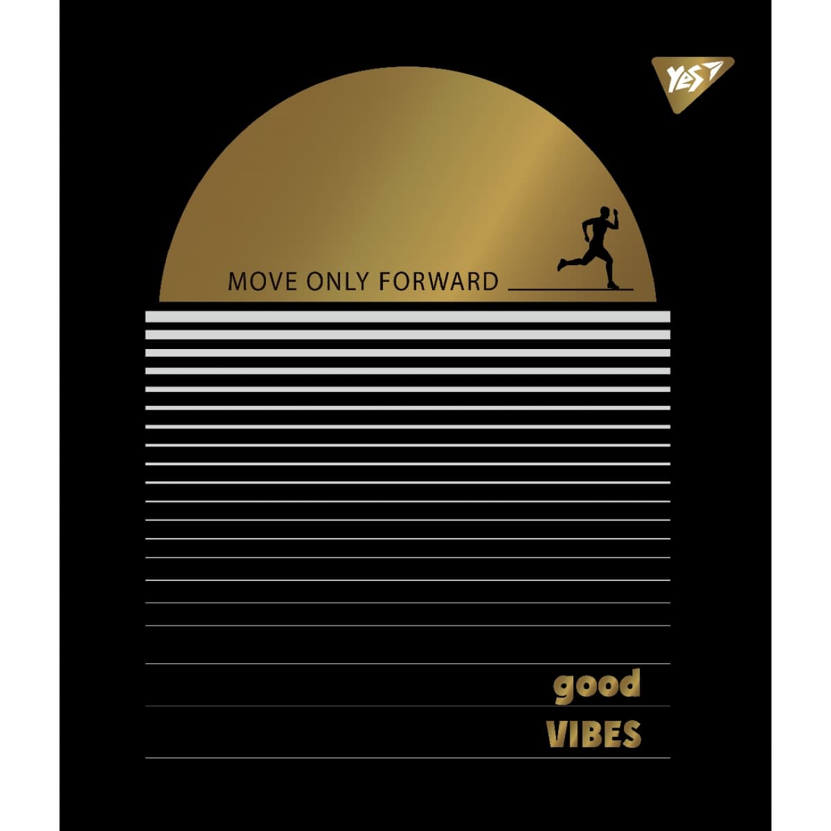 Зошит А5 YES 96арк. кліт. мат. ВДЛ+ УФ-спл+Pantone Gold "Good vibes" №766903 — купити | Канцелярський Сад