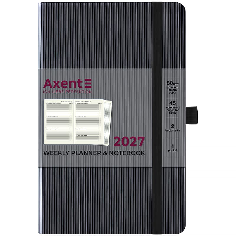 Щотижн. В6 "Axent" дат2027 Partner Lines чорний №8515-27-01-A — купити | Канцелярський Сад