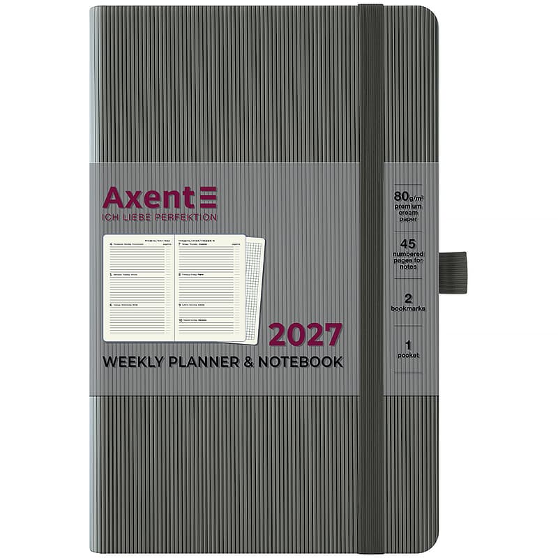 Щотижн. В6 "Axent" дат2027 Partner Lines сірий №8515-27-03-A — купити | Канцелярський Сад