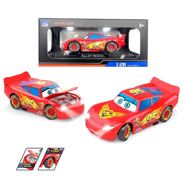 Машина метал. "Тачки" 16см,звук,світло,відчин. капот,гум. колеса,підставка №1195-1 — купити | Канцелярський Сад