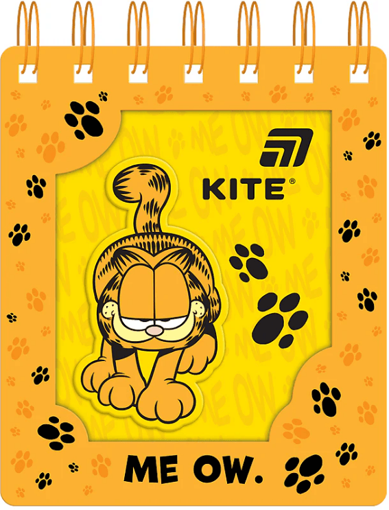 Блокнот пруж. А6 80арк. кліт. карт. обкл. вирубка "Garfield" №GF26-276/Kite — купити | Канцелярський Сад