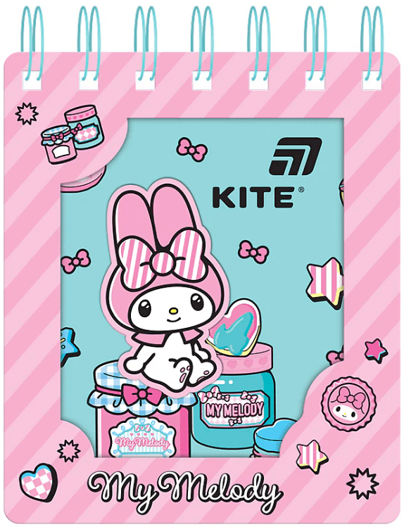 Блокнот пруж. А6 80арк. кліт. карт. обкл. вирубка "My Melody" №HK26-276-2/Kite — купити | Канцелярський Сад