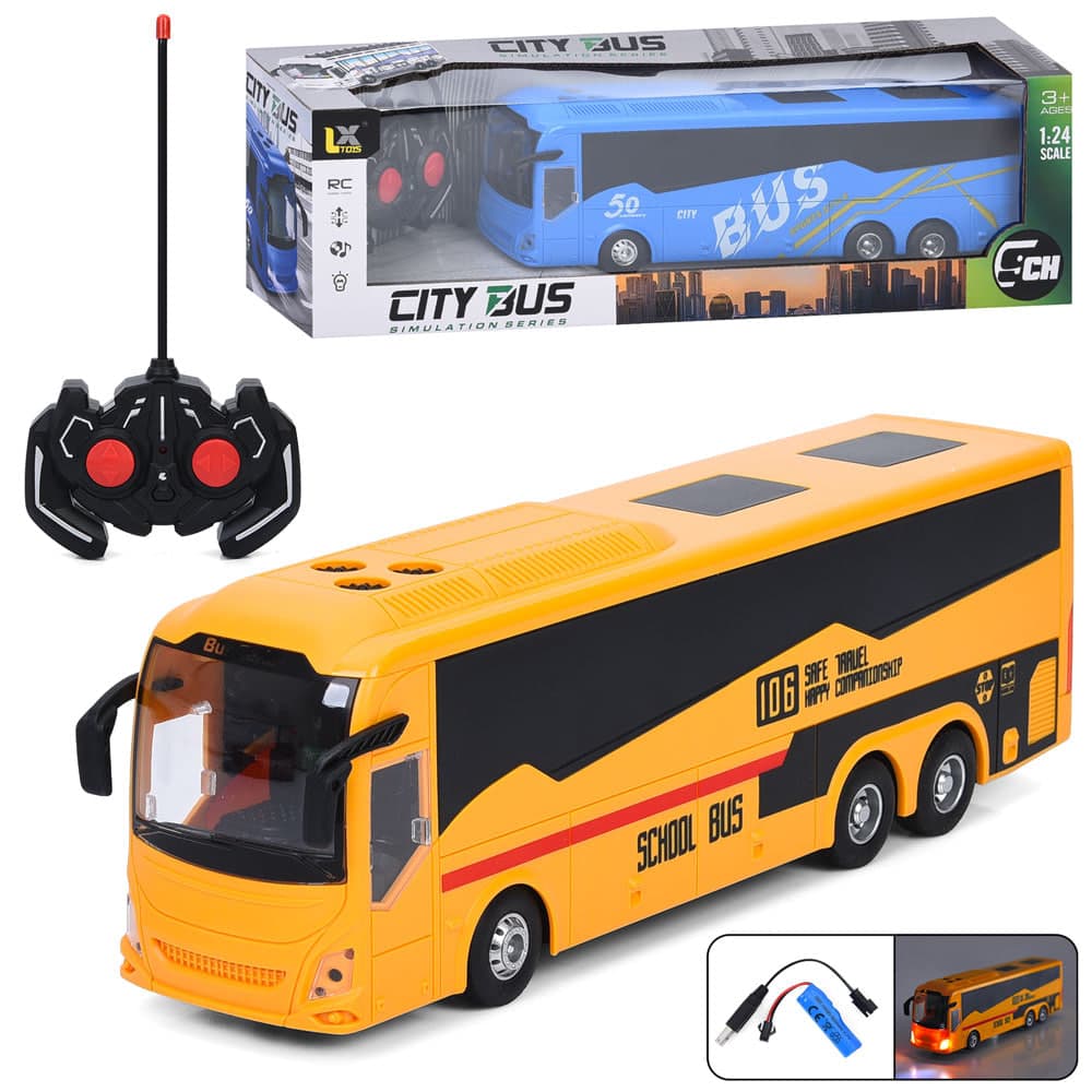 Автобус RK,30см,1:24,світло,гумові колеса,USBзарядне,мікс,в кор-ці,43х13х10см №197-3-4 — купити | Канцелярський Сад