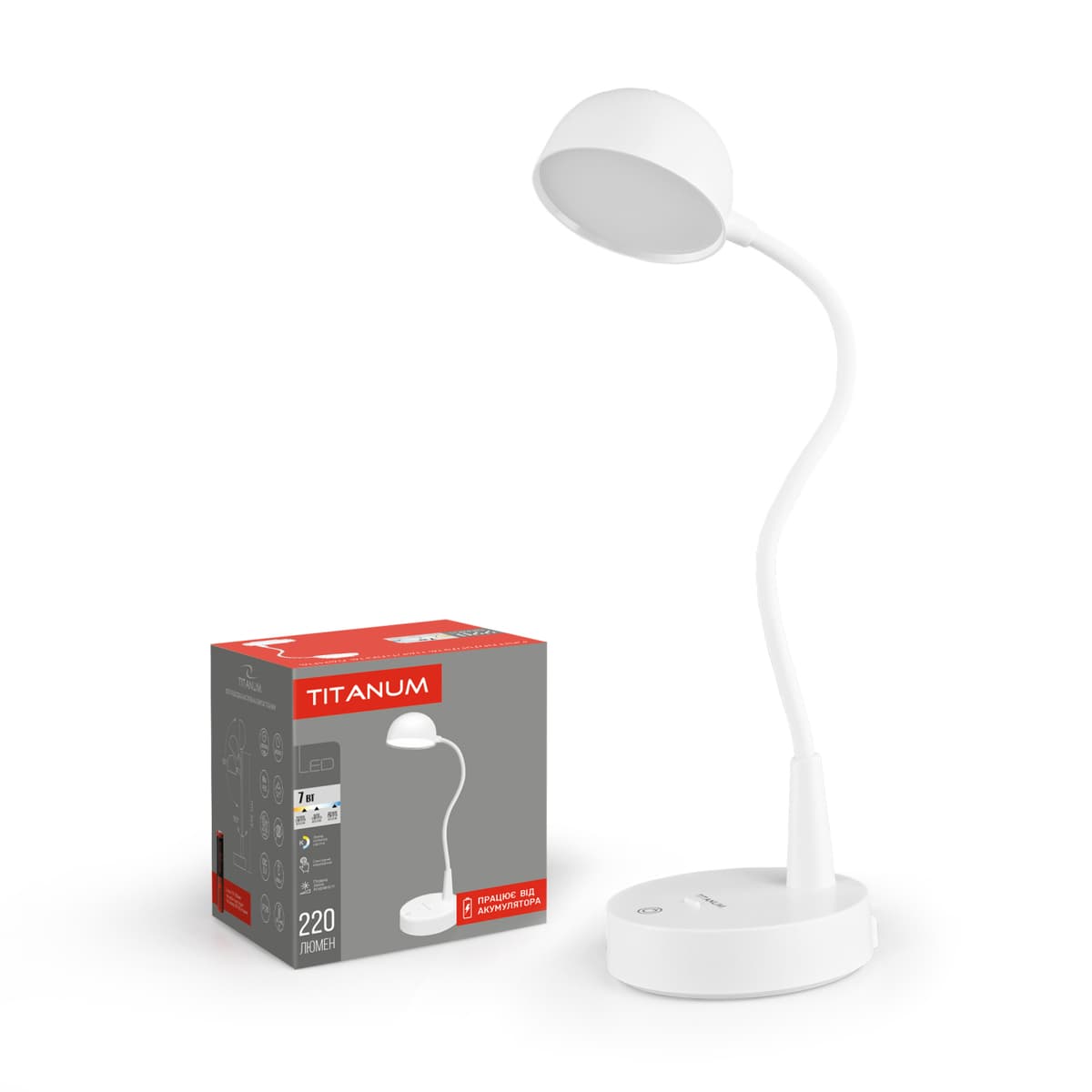 Лампа наст. LED Titanum акум. TLTF-012W 7W 3000-6000K — купити | Канцелярський Сад