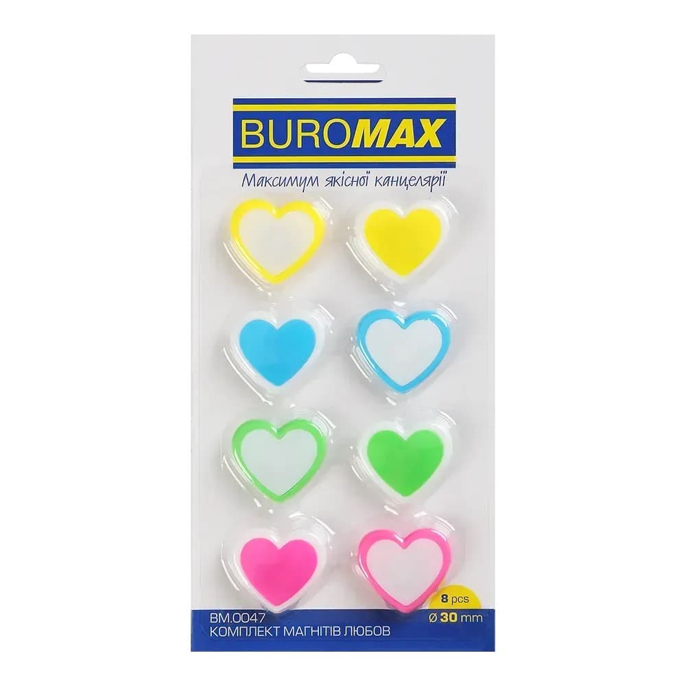 Магніти "Buromax" №BM.0047 LOVE 8штх30мм — купити | Канцелярський Сад