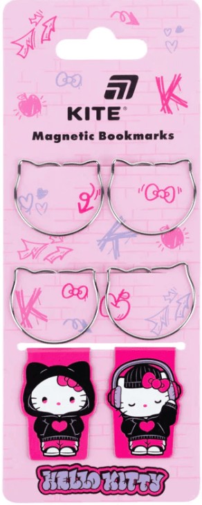 Набір закладок магніт."Kite" з фігурними скріпками Hello Kitty №HK26-495 — купити | Канцелярський Сад