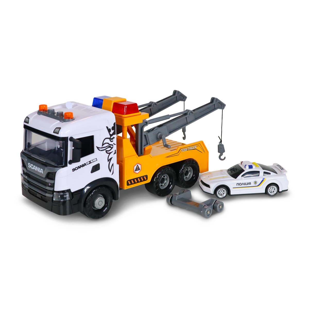 Ігровий набір"Technodriver"SCANIA Евакуатор з машиною поліції(світ.,звук)№3004KS/КіддіСвіт — купити | Канцелярський Сад