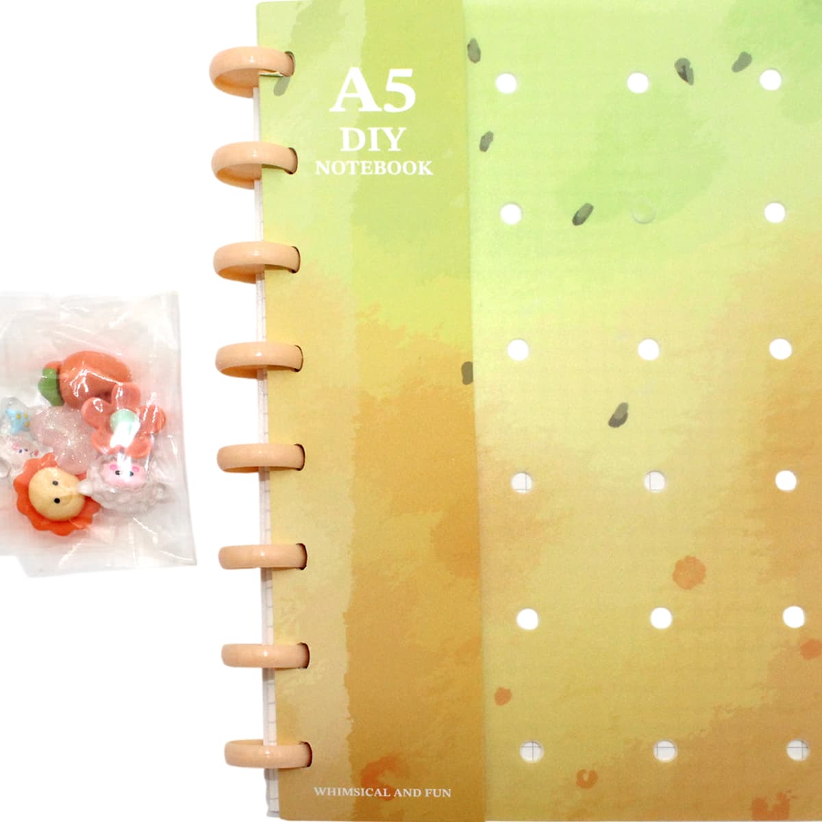 Блокнот пруж. А5 80арк. кліт. пласт. обкл. жовтитй "Diy Fun" 6аксес. №ZB.12201.3/Zibi — купити | Канцелярський Сад