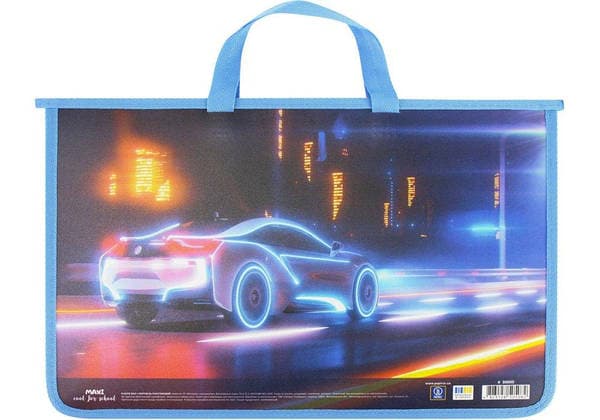 Портфель "Maxi" №MX30000 А4 пласт. на блиск.,блакитний — фото товару | Канцелярський Сад