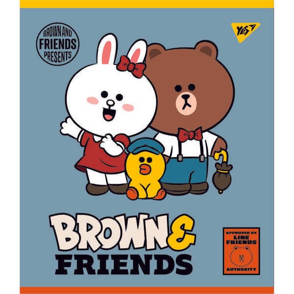 Зошит А5 YES 12арк. лін. мат. ВДЛ+ УФ-виб "Line Friends" №766806 — фото товару | Канцелярський Сад