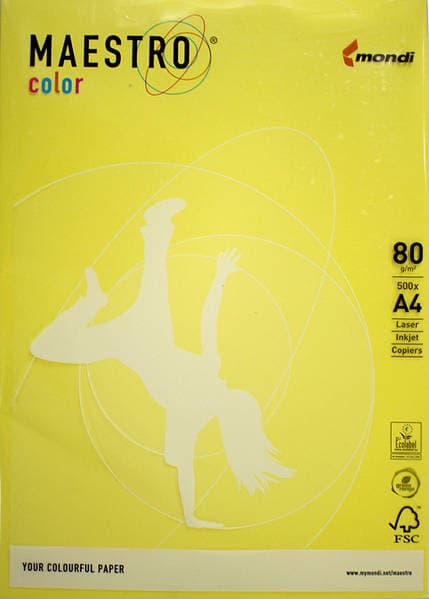Папір кольор. А4 80г/м Maestro Color Intensiv CY39 (жовт.) — фото товару | Канцелярський Сад