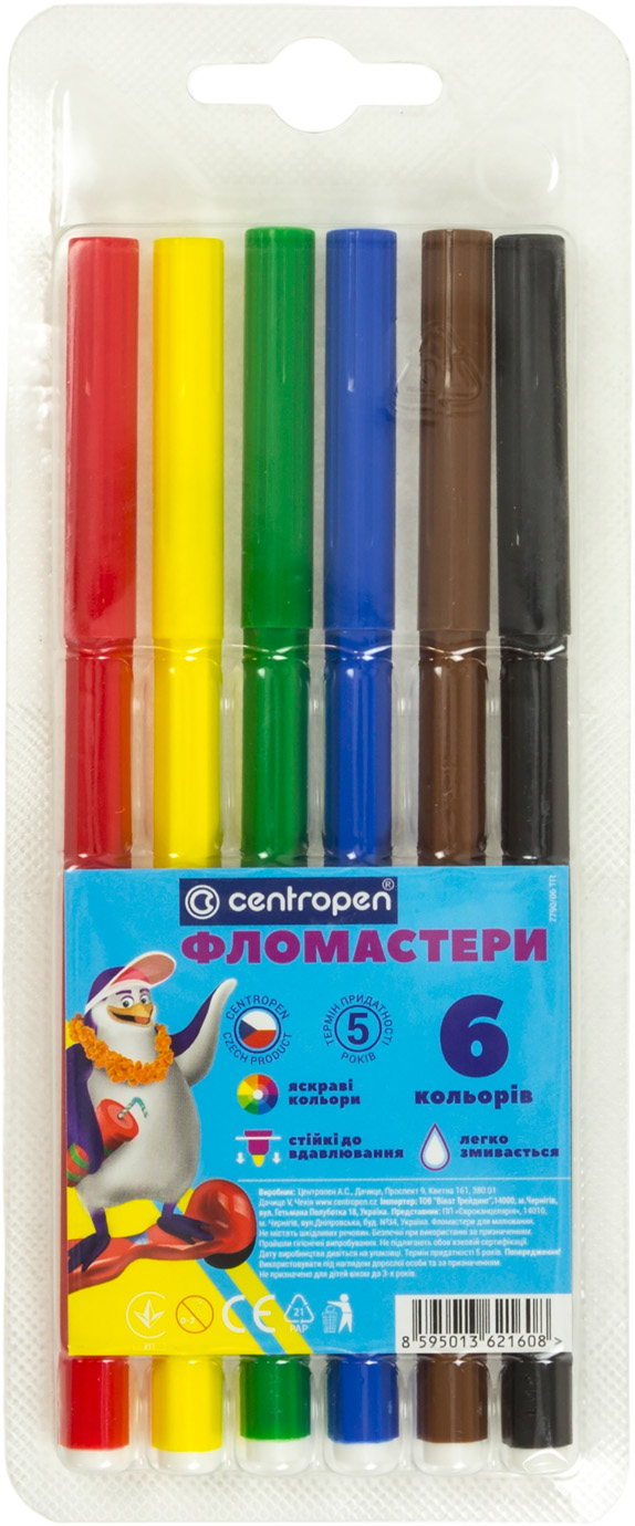 Фломастери "Centropen" 6кольор. №7790/06ТП(1)(300) — купити | Канцелярський Сад
