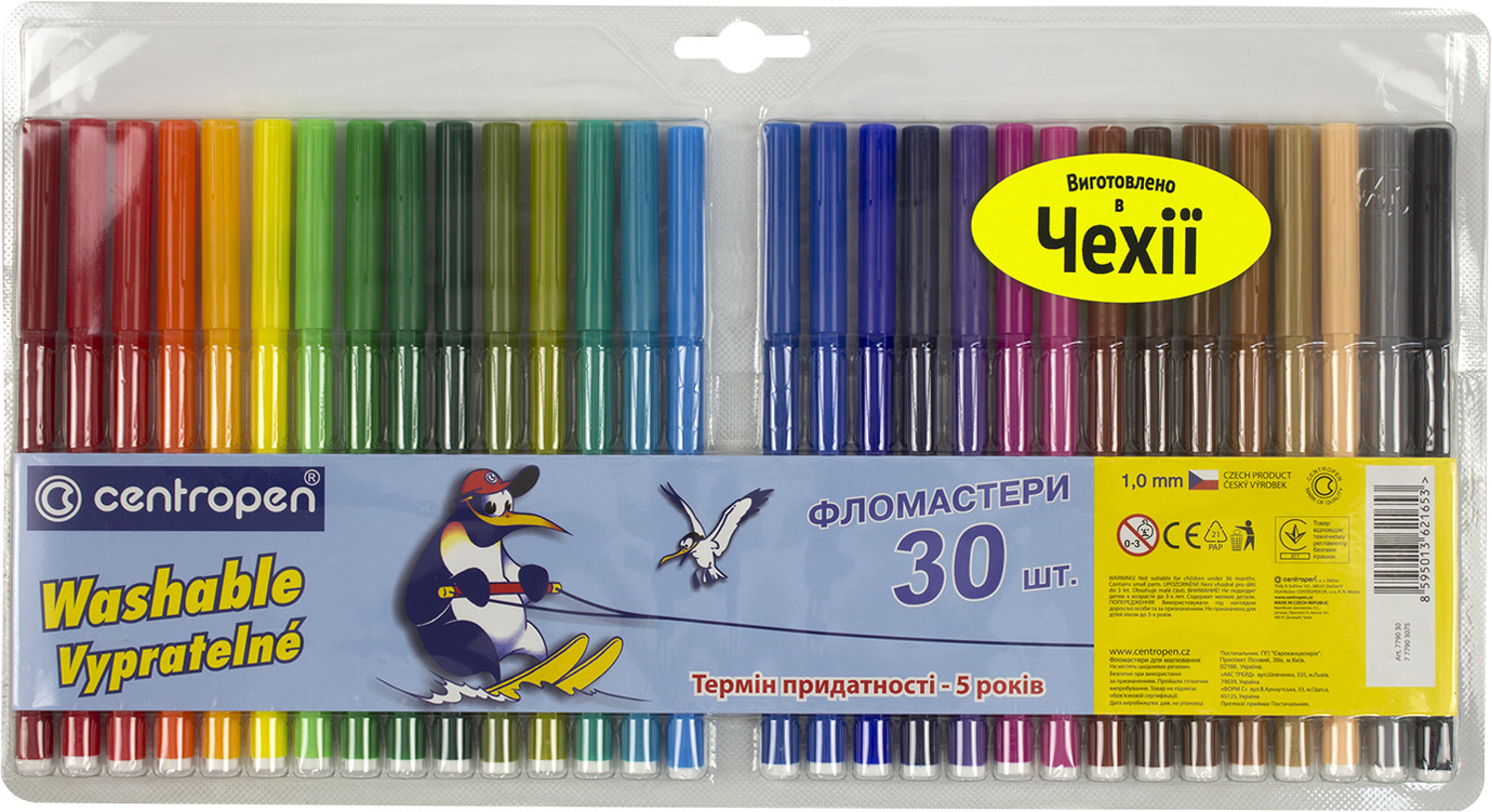 Фломастери "Centropen" 30кольор. №7790/30(1)(12)(60) — купити | Канцелярський Сад