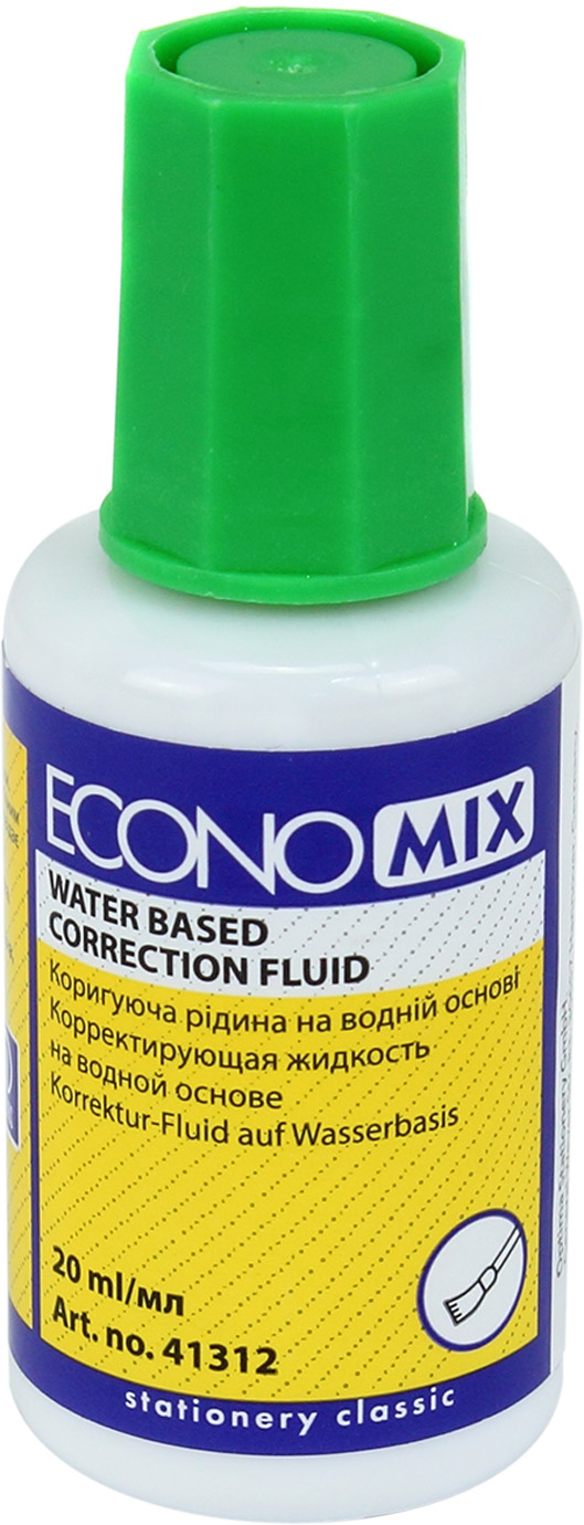 Коректор з пенз. "Economix" 20мл (на водяній основі) №E41312(12) — купити | Канцелярський Сад