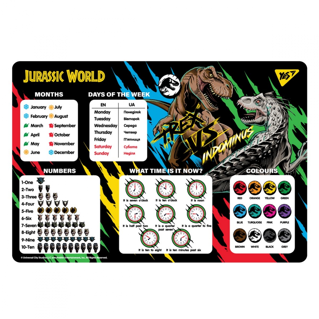 Підкладка для столу "Yes" №492064 Jurassic World Англійська(10)(200) — купити | Канцелярський Сад